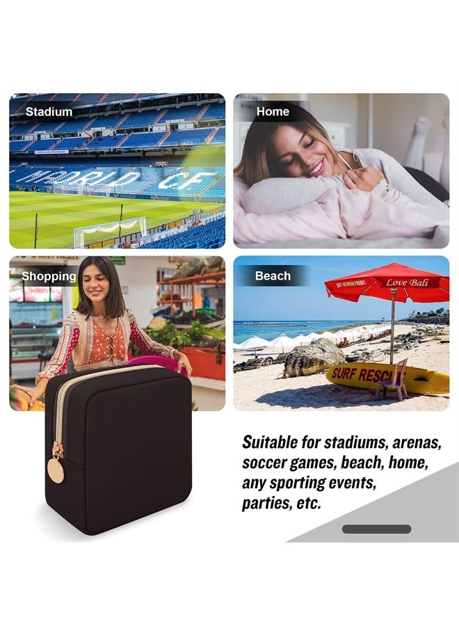 Iqimott حقيبة مكياج صغيرة من النايلون، حقيبة تجميل صغيرة أنيقة، حقيبة مكياج مدمجة، حقيبة أدوات النظافة، محفظة سفر مقاومة للماء، حقيبة عملات، حقيبة تخزين للفوط الصحية للنساء والفتيات والمراهقات (أسود) - Image 5