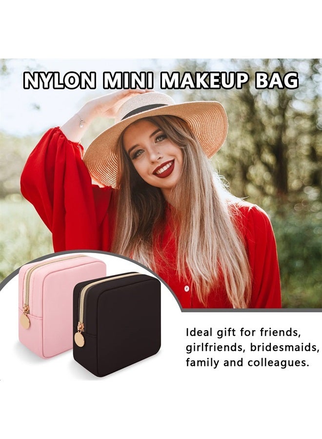 Iqimott حقيبة مكياج صغيرة من النايلون، حقيبة تجميل صغيرة أنيقة، حقيبة مكياج مدمجة، حقيبة أدوات النظافة، محفظة سفر مقاومة للماء، حقيبة عملات، حقيبة تخزين للفوط الصحية للنساء والفتيات والمراهقات (أسود) - Image 4