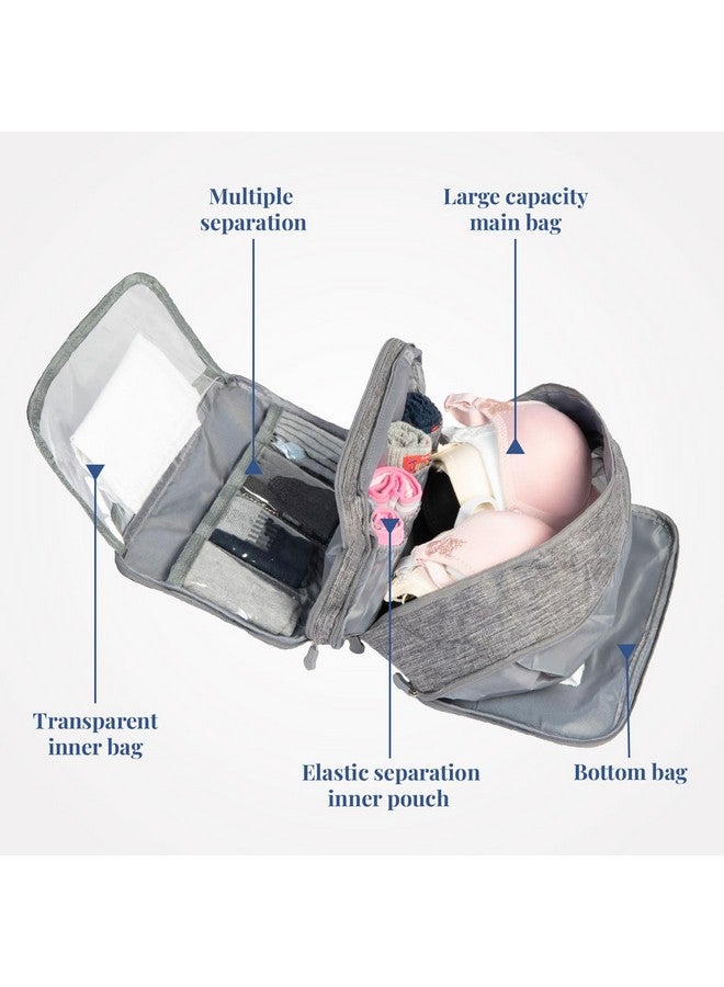 HomeStrap HomeStrap Intimate Innkeeper | 3 Tier Undergarment Organizer, Travel bag for Storage of Bra, Underwear, Socks, Innerwear, Cosmetics, and Toiletry for Women(Grey) - Image 4