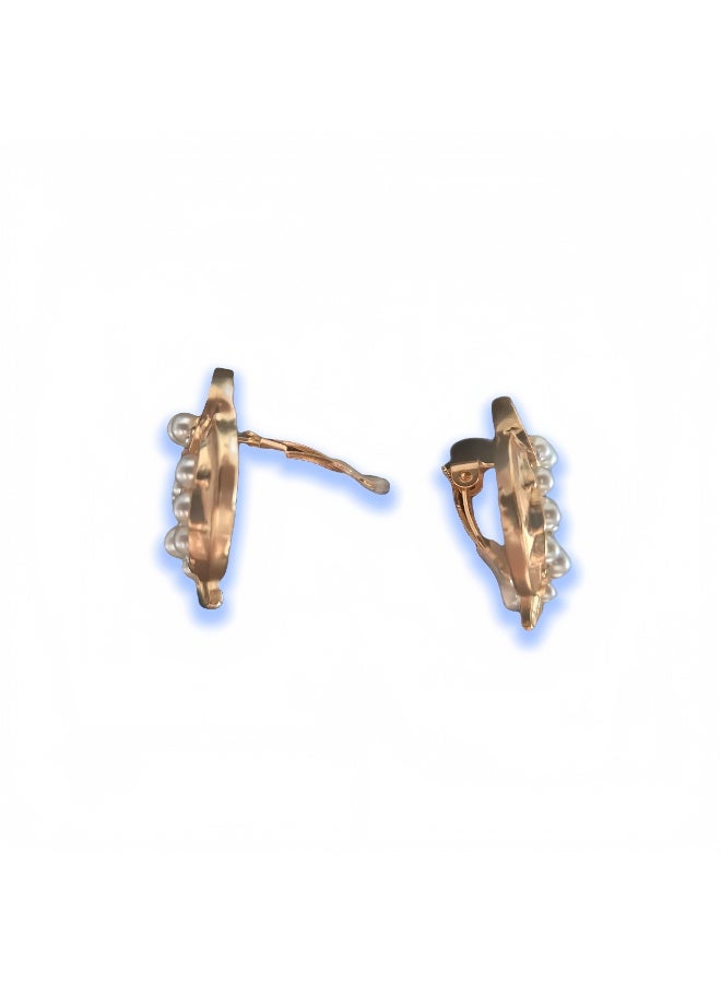 LumiArk Vintage Pearl Cluster Gold Clip - On Earrings - Image 5
