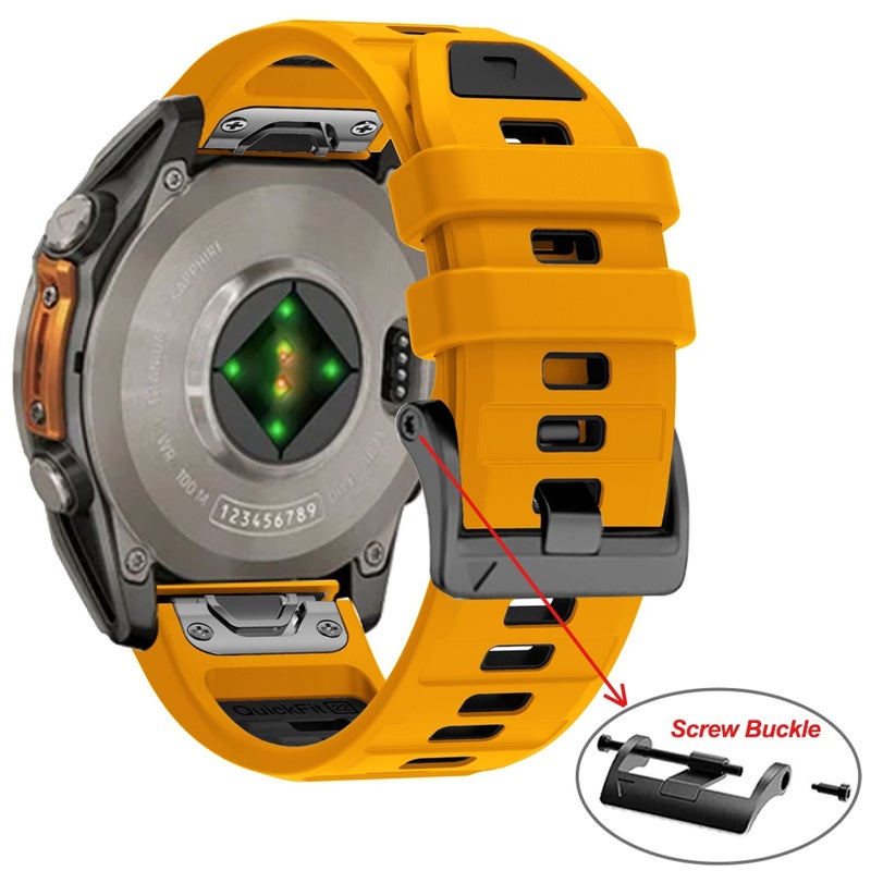 إيروريكس سوار ساعة Garmin 26 مم الرسمي المصنوع من السيليكون سريع الفك ذو اللونين (أسود ليموني) - Image 5