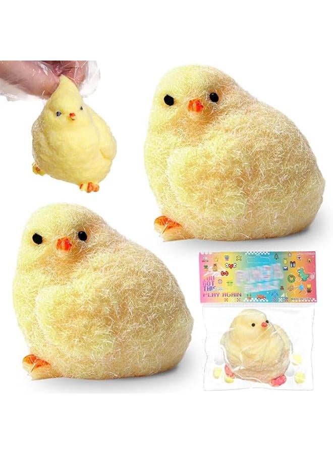 2Pcs Handmade Chick Taba Squeeze Toys, Ultra Soft Sticky Stress Relief Fidget Toy, Silicone Squeeze Toys for Kids & Adults, Soft Anxiety Relief Toys for Office Travel Party Favors (2Pc Chicken)