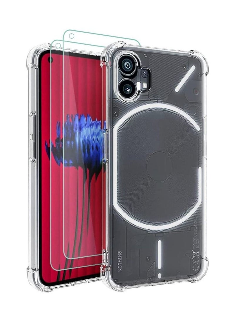 Raxoom Nothing Phone 1 Case Clear Transparent with 2pcs Screen Protector Reinforced Corners TPU Shock-Absorption Flexible Cell Phone Cover for Nothing Phone 1 - Image 1