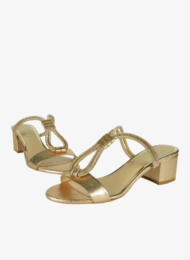 بوليتو صندل بوليتا نسائي بكعب بلوك ذهبي