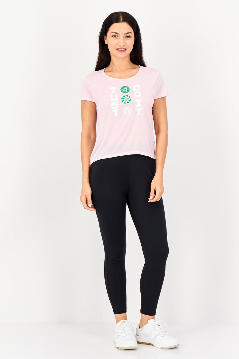 Nike Women Standard Fit Short Sleeve Running T-Shirts, Pink - Image 3