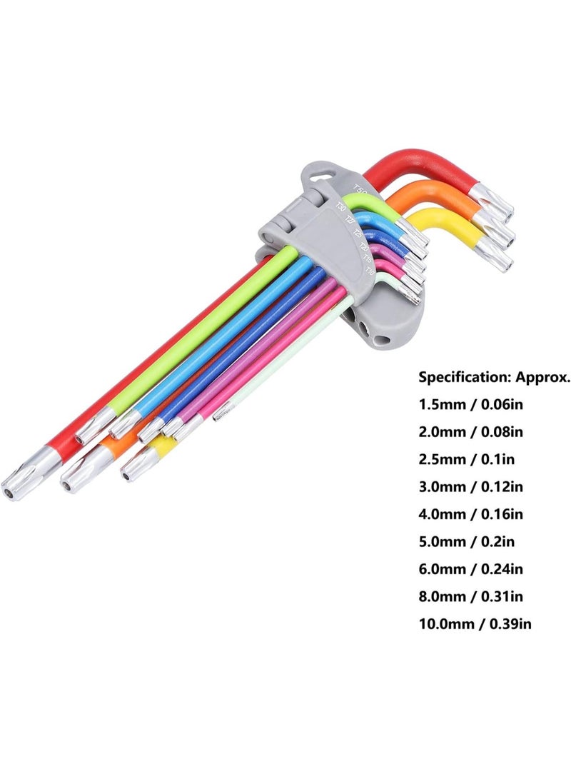 GGOOT Star Hex Key Set, Multi Colour Star Screwdriver Set, Long Arm Star Key Hardware Tools T10‑T50 with Organizer Clip for Screw Fastening  - Image 4
