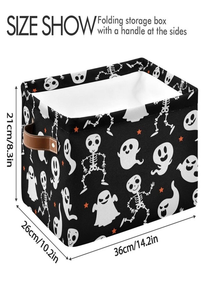 Kigai Halloween Boo Storage Basket with Handle Collapsible Canvas Fabric Storage Bins Halloween Basket Clothes Organizer for Bedroom, Nursery, Shelves, Closets (1PACK) - Image 4