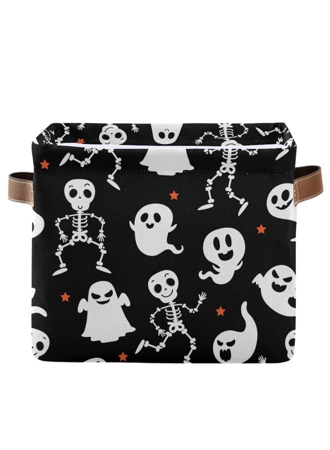 Kigai Halloween Boo Storage Basket with Handle Collapsible Canvas Fabric Storage Bins Halloween Basket Clothes Organizer for Bedroom, Nursery, Shelves, Closets (1PACK) - Image 1