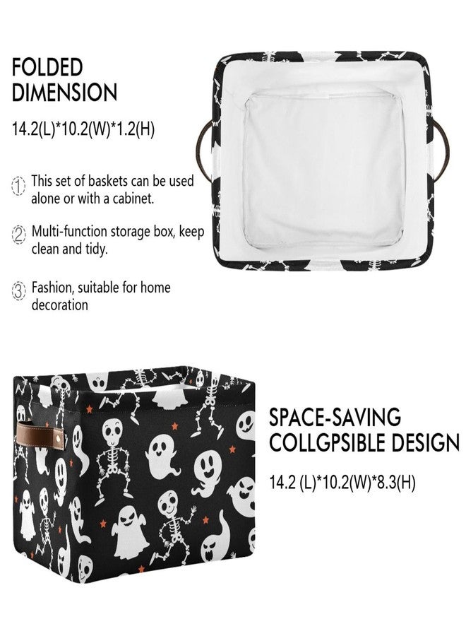 Kigai Halloween Boo Storage Basket with Handle Collapsible Canvas Fabric Storage Bins Halloween Basket Clothes Organizer for Bedroom, Nursery, Shelves, Closets (1PACK) - Image 3