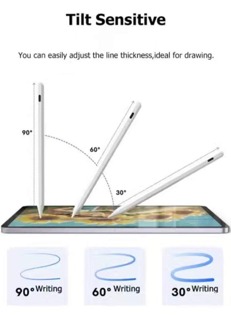 iPad Pencil for iPad 9th & 10th Generation with Palm Rejection, Stylus Pen Compatible with Apple iPad【2018-2022 All Gen】, iPad 6/7/8/9/10, iPad Pro 11/12.9-inch, iPad Mini 5/6, iPad Air 3/4/5 (White) - Image 5