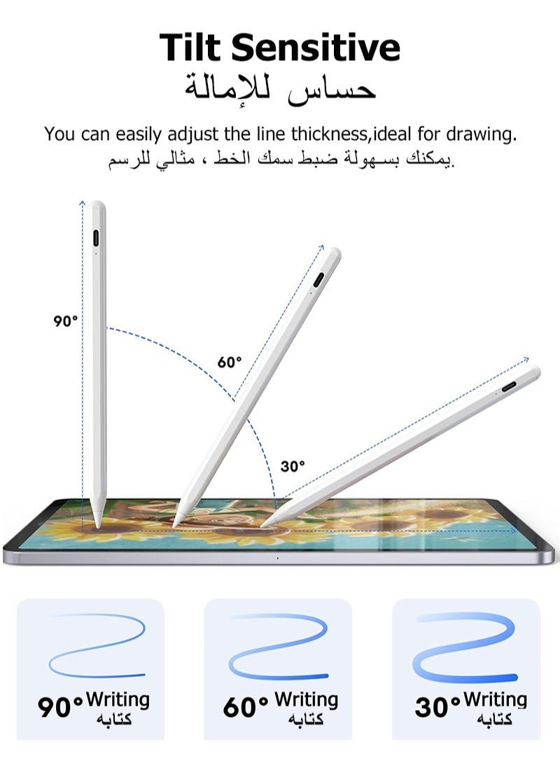iPad Pencil for iPad 9th & 10th Generation with Palm Rejection, Stylus Pen Compatible with Apple iPad【2018-2022 All Gen】, iPad 6/7/8/9/10, iPad Pro 11/12.9-inch, iPad Mini 5/6, iPad Air 3/4/5 (White)  - Image 5