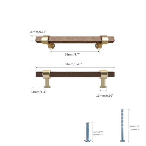 Evionlin 6 Pack 334 Inch Hole Center Walnut Wooden Drawer Pulls Beech Wood Drawer Handles Wood Hardware for Cabinets Dressers Wood Cabinet knobs Wooden knobs for cabinets and Drawers - Image 3