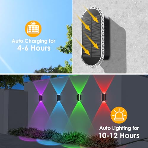LIANGLOME 8PK Solar Fence Lights Outdoor - Solar Outdoor Light Warm White & RGB Lights for Outside Backyard, Patio, Deck Fence, Stair Handrail, Pool and Wall - Image 3