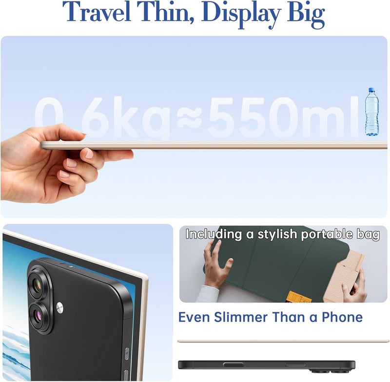 Teamgee 14.1" laptop screen extender FHD 1080P Rose Gold Portable Monitor, Ultra-Thin & Lightweight Second Display for Travel, Work, and Gaming, Plug & Play for Mac/Windows/Android/Dex - Image 3