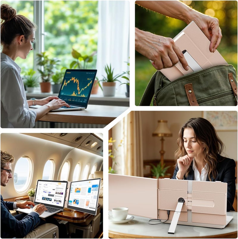 Teamgee 14.1" laptop screen extender FHD 1080P Rose Gold Portable Monitor, Ultra-Thin & Lightweight Second Display for Travel, Work, and Gaming, Plug & Play for Mac/Windows/Android/Dex - Image 4