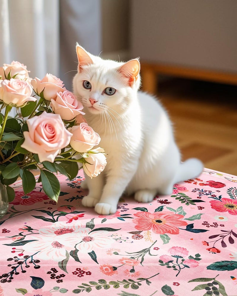 Macgace 5x7 Pink Floral Rug for Living Room, Machine Washable Area Rugs with Non Slip Backingfor Girls Bedroom, Cute Flowers Carpet Kitchen Dining Room Kids Playroom Decor - Image 5