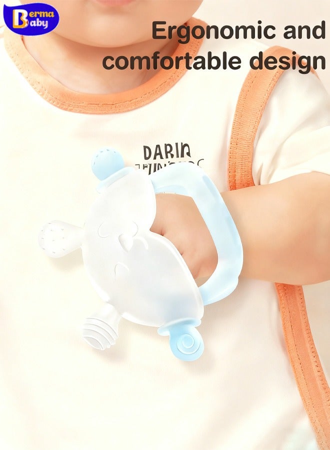 Berma Baby ألعاب تسنين للأطفال، ألعاب تسنين، ألعاب تسنين للأطفال من السيليكون الآمن غذائيًا، عضاضة عضوية، ناعمة وآمنة للمضغ، تسكين آلام الأطفال، ألعاب مضغ مهدئة، ألعاب سيليكون سائلة قابلة للغلي، مناسبة للأولاد والبنات الصغار (أزرق) - Image 4