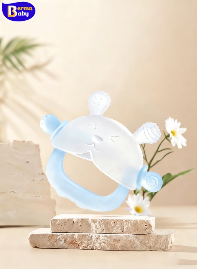 Berma Baby ألعاب تسنين للأطفال، ألعاب تسنين، ألعاب تسنين للأطفال من السيليكون الآمن غذائيًا، عضاضة عضوية، ناعمة وآمنة للمضغ، تسكين آلام الأطفال، ألعاب مضغ مهدئة، ألعاب سيليكون سائلة قابلة للغلي، مناسبة للأولاد والبنات الصغار (أزرق) - Image 3
