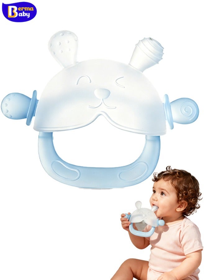 Berma Baby ألعاب تسنين للأطفال، ألعاب تسنين، ألعاب تسنين للأطفال من السيليكون الآمن غذائيًا، عضاضة عضوية، ناعمة وآمنة للمضغ، تسكين آلام الأطفال، ألعاب مضغ مهدئة، ألعاب سيليكون سائلة قابلة للغلي، مناسبة للأولاد والبنات الصغار (أزرق) - Image 1