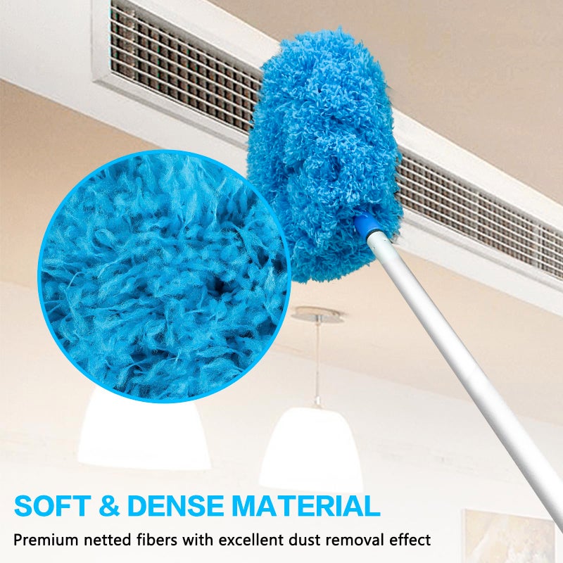 Heonay Ceiling Fan Cleaner Duster Reusable Microfiber Ceiling Fan Blade Cleaner Removable Duster with Extension Pole Adjusts 13 to 49.7 Inch for Cleaning Walls Bookshelves Furniture Door Window Top (Blue) - Image 5