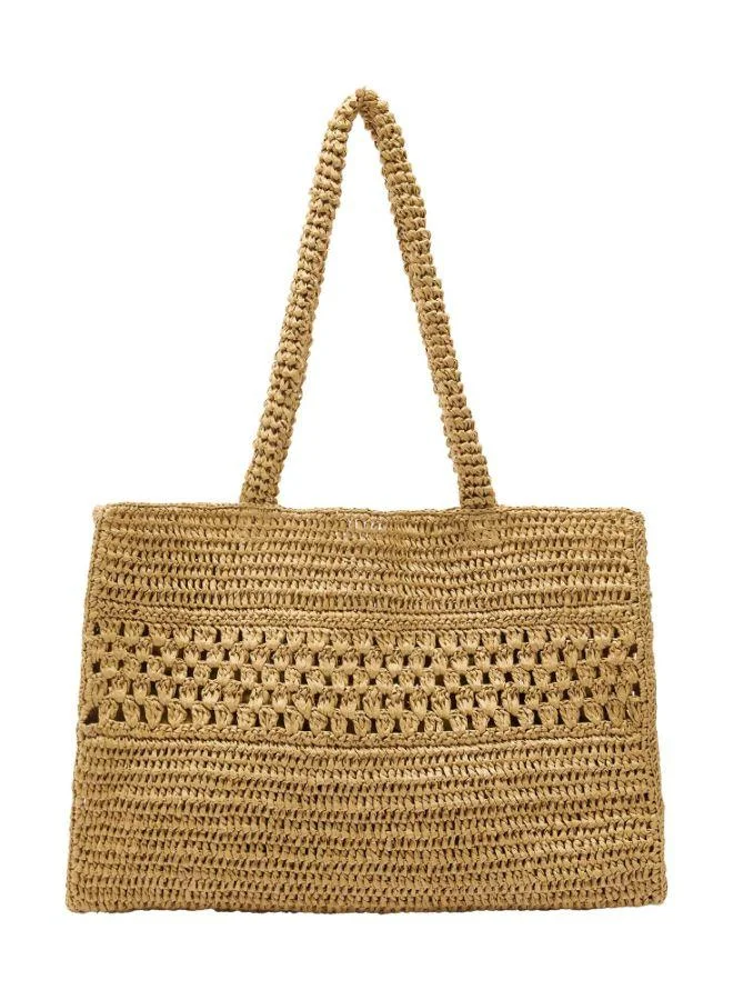 PARFOIS Straw-Effect Shopper Bag With Braided Detail