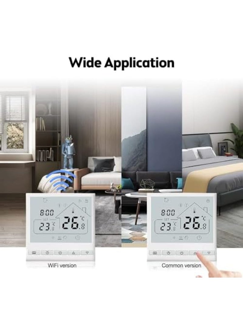 Barakah ترموستات ذكي واي فاي 5+2 قابل للبرمجة 16A للتدفئة الكهربائية - تحكم صوتي من تويا، تركيب سهل، شاشة LCD، جهاز تحكم ذكي في درجة الحرارة، متوافق مع أليكسا ومساعد جوجل (أبيض) - Image 4