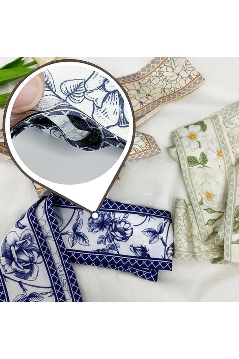 عام "وشاح حريري صغير بتصميم زهور رجعوي - رباط شعر متعدد الاستخدامات، ربطة قلبية مطبوعة، إكسسوارات للمحفظة والحقيبة، هدية لطيفة وعصرية للبنات." - Image 2