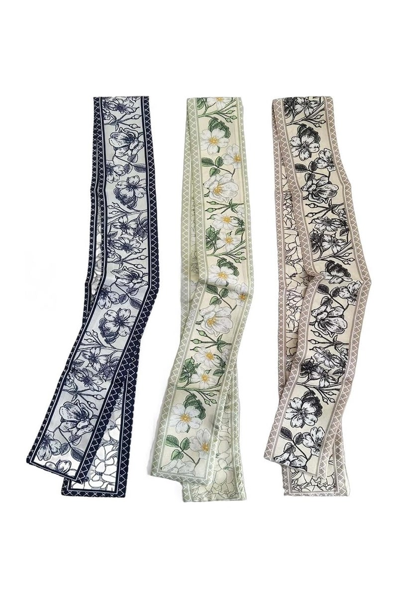 عام "وشاح حريري صغير بتصميم زهور رجعوي - رباط شعر متعدد الاستخدامات، ربطة قلبية مطبوعة، إكسسوارات للمحفظة والحقيبة، هدية لطيفة وعصرية للبنات." - Image 1