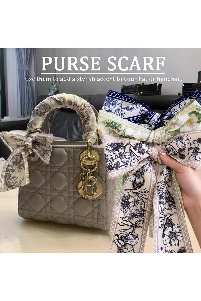 عام "وشاح حريري صغير بتصميم زهور رجعوي - رباط شعر متعدد الاستخدامات، ربطة قلبية مطبوعة، إكسسوارات للمحفظة والحقيبة، هدية لطيفة وعصرية للبنات." - Image 5