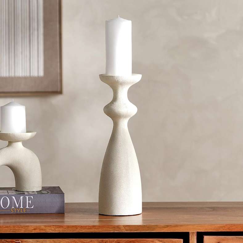 Pan Home Beige Polyresin Candle Holder - Image 1