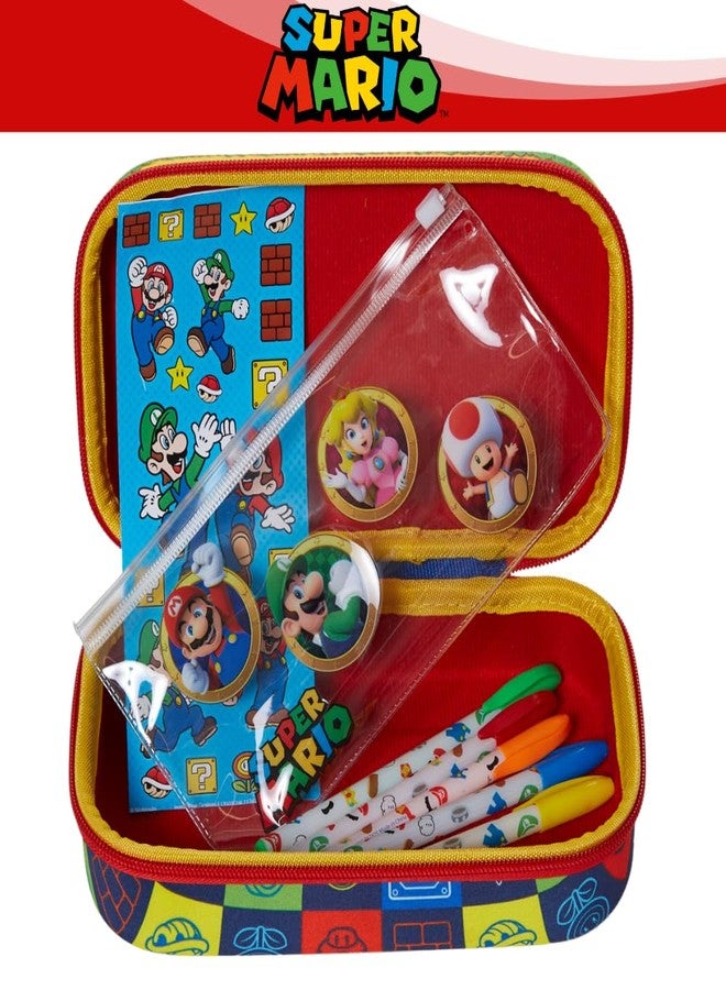 Innovative Designs Super Mario Pencil Case Set with Stickers and Gel Pens for Kids, Molded with Zip Closure - Image 5