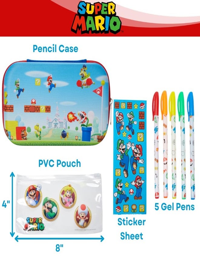 Innovative Designs Super Mario Pencil Case Set with Stickers and Gel Pens for Kids, Molded with Zip Closure - Image 2
