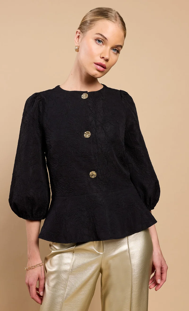 Black Textured Blouse