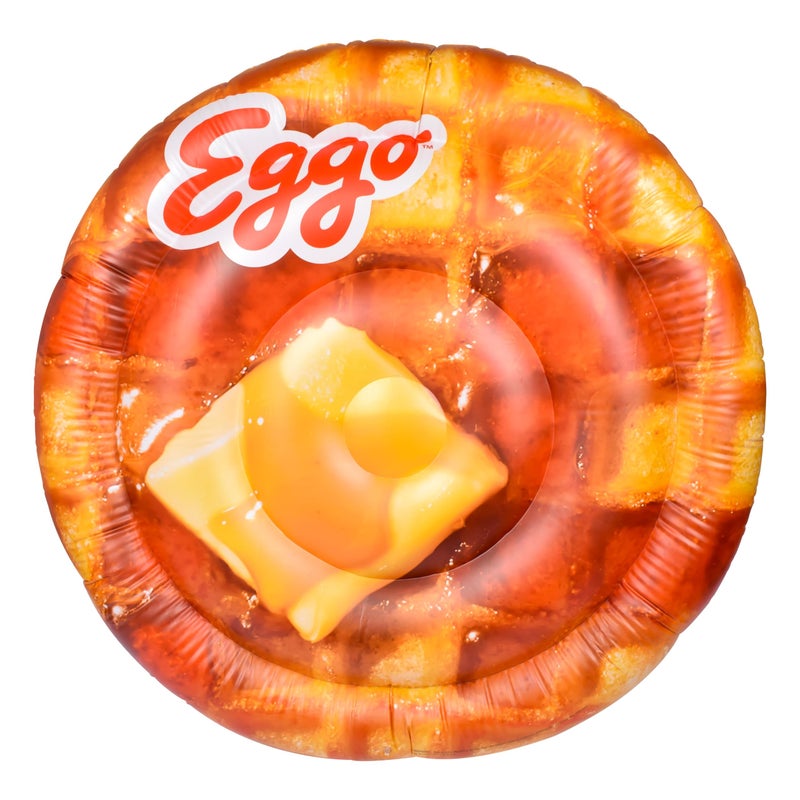 Sunny Days Entertainment Giant Eggo Waffle 5 Feet Large Round Inflatable Pool Float Raft Beach Lake Tanning Lounger Durable Vinyl - Image 2