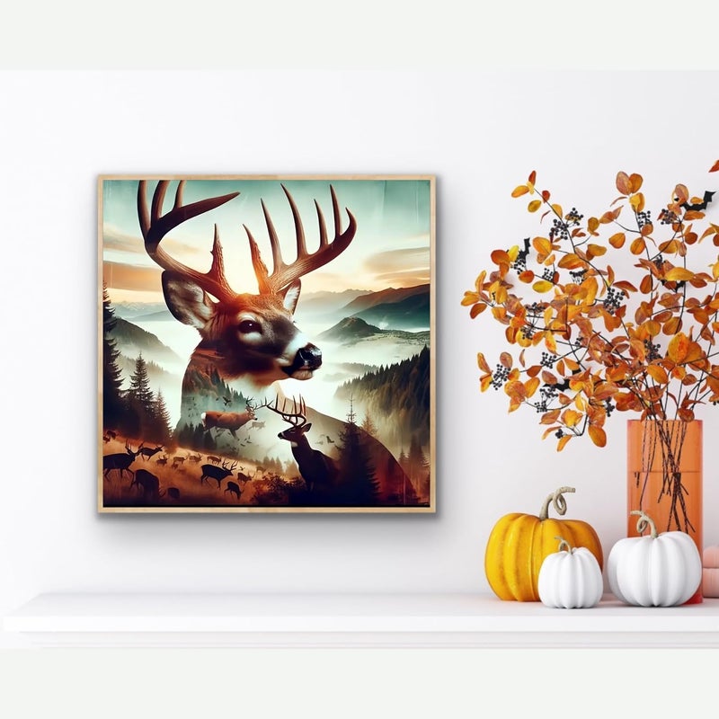 ARPADAMO Elk Diamond Art Kits for Adults,5D Deer Diamond Painting DIY Animal Diamond Art Diamond Painting Kit for Adult,Round Full Drill Diamonds, Diamond Art Kits for Home Decor-13.78x13.78inch - Image 2