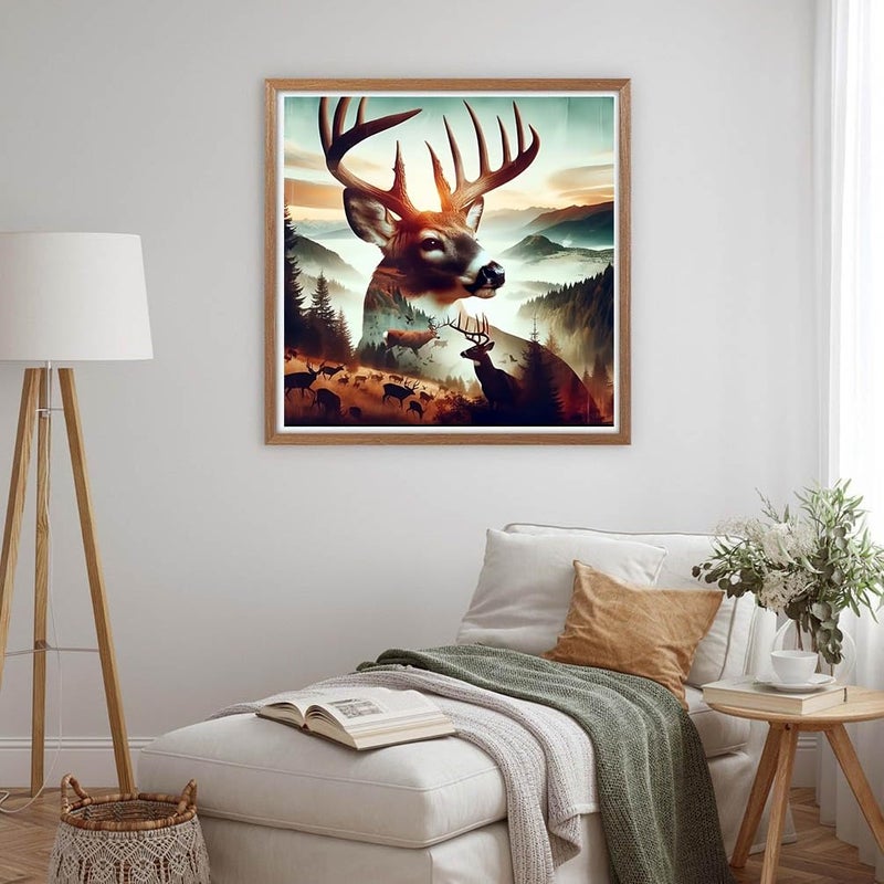 ARPADAMO Elk Diamond Art Kits for Adults,5D Deer Diamond Painting DIY Animal Diamond Art Diamond Painting Kit for Adult,Round Full Drill Diamonds, Diamond Art Kits for Home Decor-13.78x13.78inch - Image 3