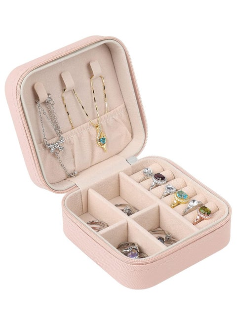 Pink Small Jewelry Box, Rings, Earrings, Necklace and Bracelet Organizer, mini Travel portable Jewelry Case, Gifts for Girls, Jewelry Display Case