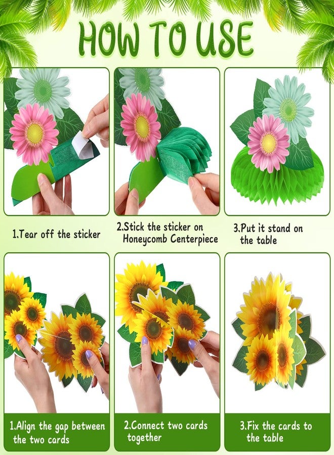 نيزيو 10 قطع من زينة الطاولة المركزية على شكل قرص العسل من عباد الشمس، ديكورات أعياد الميلاد في الخريف والصيف والربيع للنساء والأطفال والمكتب والفصول الدراسية وحفلات أعياد الميلاد وحفلات عيد الفصح والفراشات ومستلزمات عيد الأم - Image 3