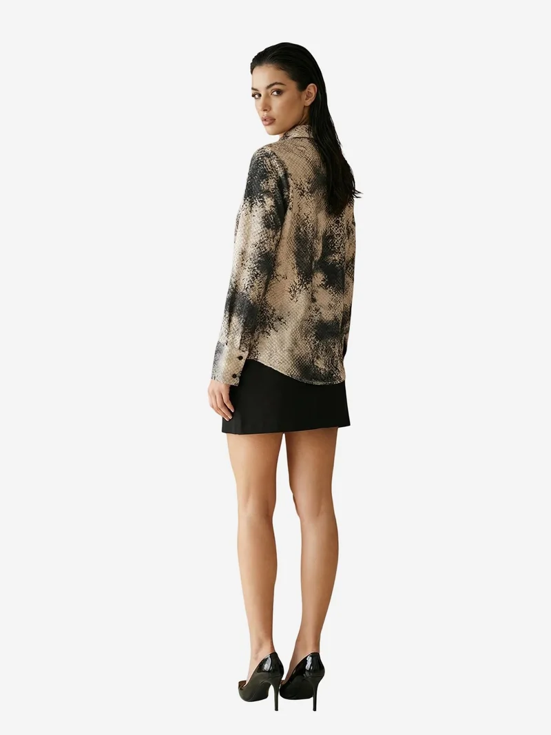 My Fashion Multicolor MY FASHION Snake Print Satin Woven Shirt for Women | Best Price UAE