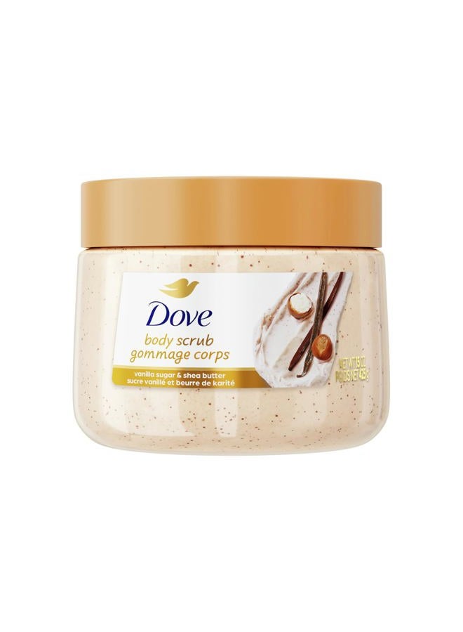 Dove سكر الفانيليا وزبدة الشيا مقشر للجسم ينظف ويغذي بعمق لبشرة ناعمة ومشرقة 15 أونصة - Image 1
