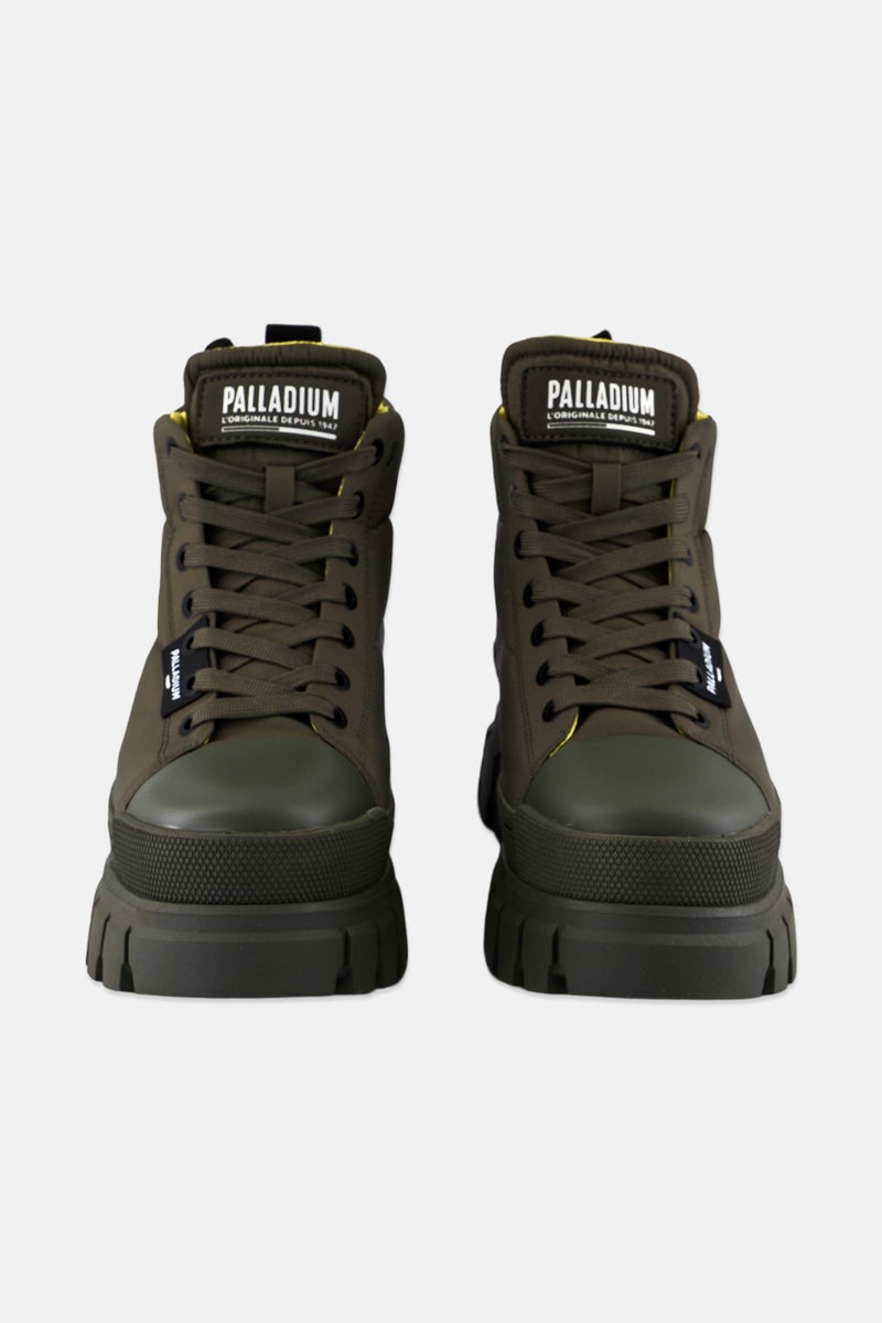 PALLADIUM Women Revolt Boot Overcush Lace Up Ankle Boots, Dark Olive  - Image 3