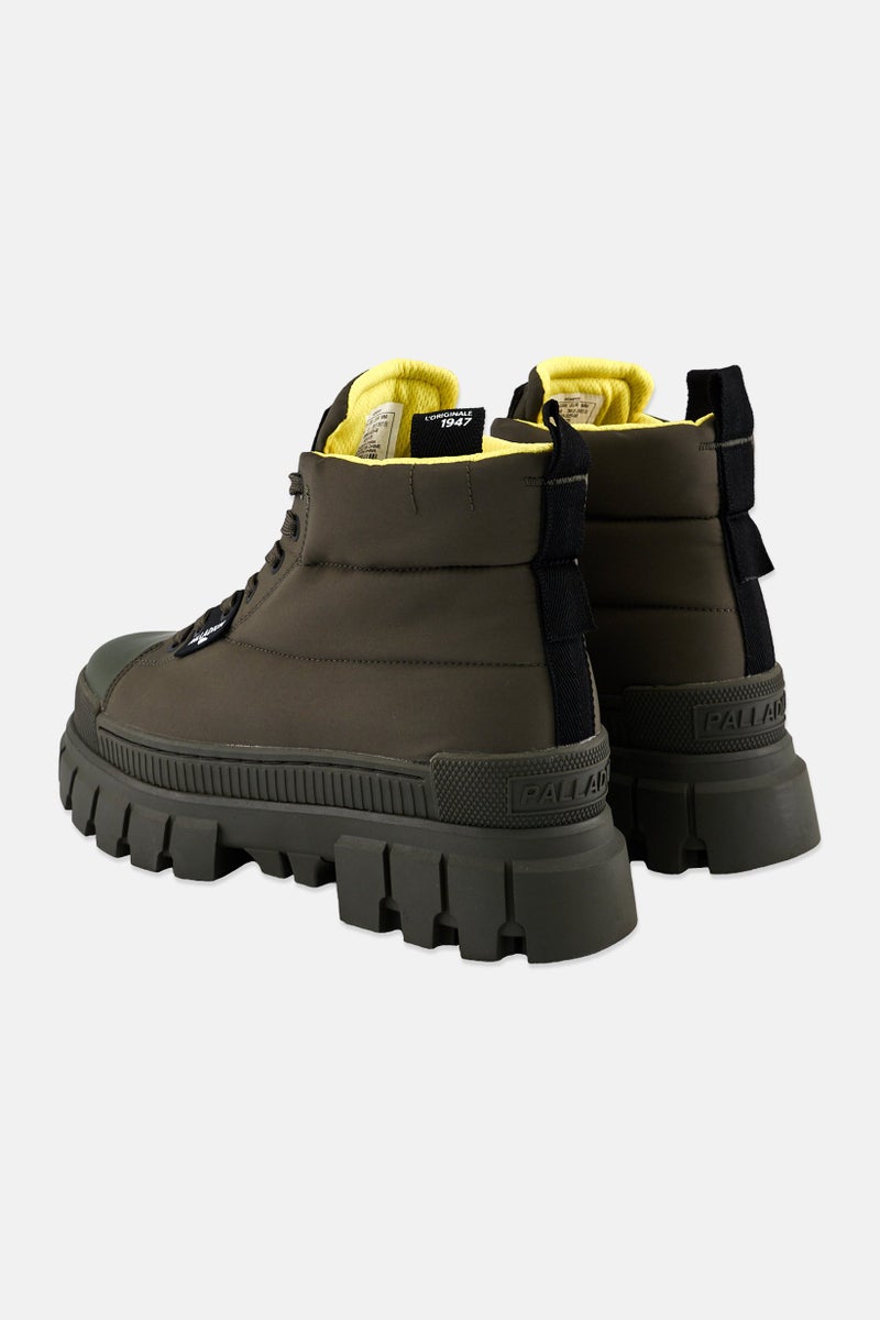 PALLADIUM Women Revolt Boot Overcush Lace Up Ankle Boots, Dark Olive  - Image 2