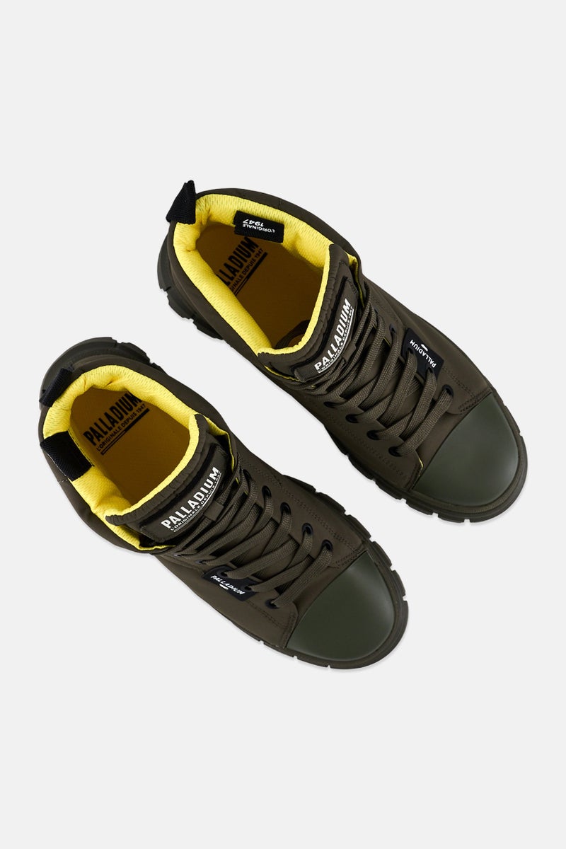 PALLADIUM Women Revolt Boot Overcush Lace Up Ankle Boots, Dark Olive - Image 4