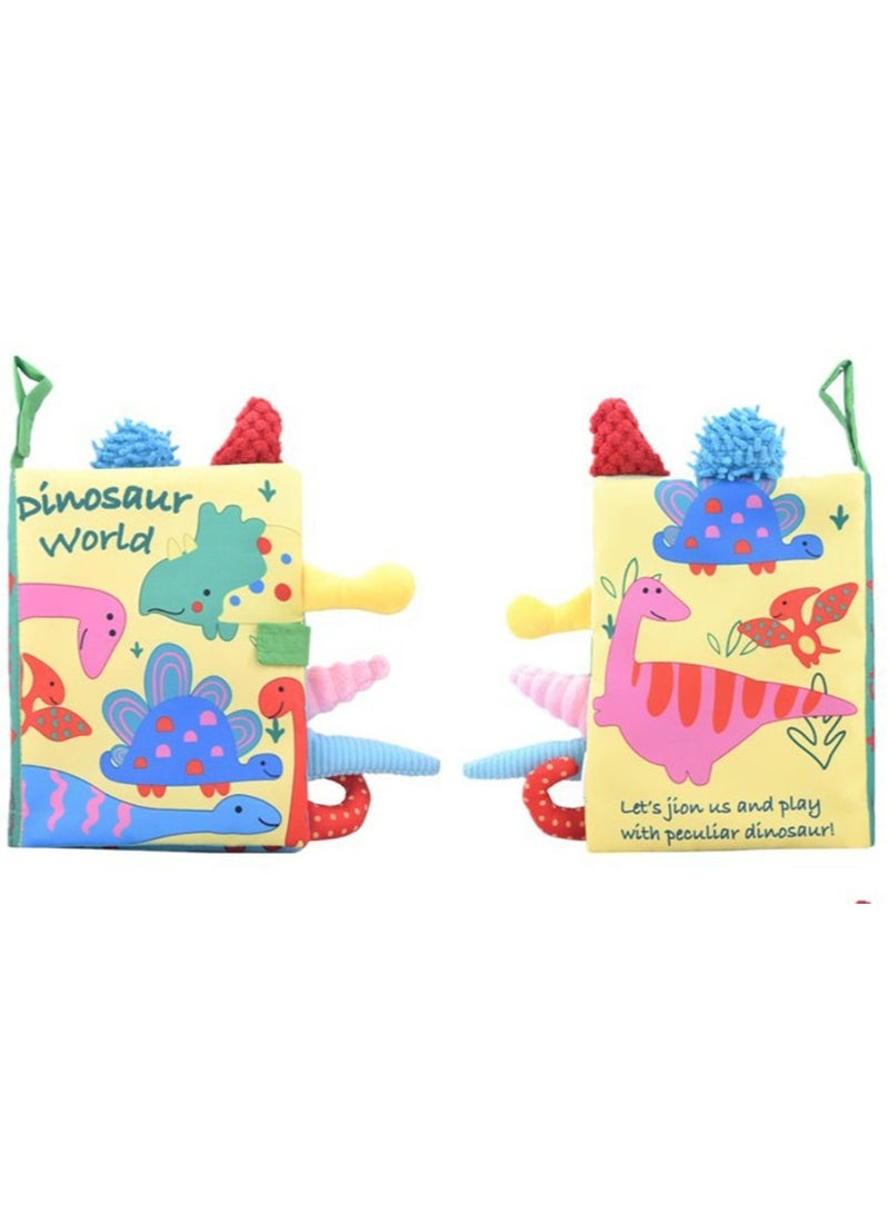 Jingke Baby Animal Tail Cloth Book Educational Toy Book Tear-resistant Baby Cloth Book Enlightenment Early Education Toy Book,Dinosaur Tail - Image 2