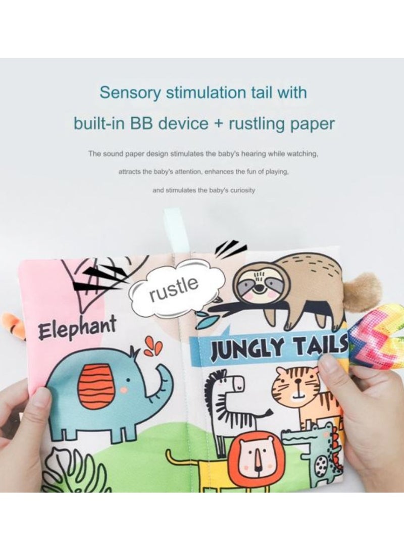 Jingke Baby Animal Tail Cloth Book Educational Toy Book Tear-resistant Baby Cloth Book Enlightenment Early Education Toy Book,Dinosaur Tail - Image 4