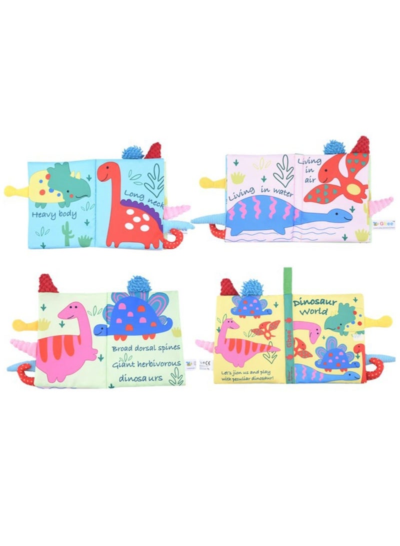 Jingke Baby Animal Tail Cloth Book Educational Toy Book Tear-resistant Baby Cloth Book Enlightenment Early Education Toy Book,Dinosaur Tail - Image 3