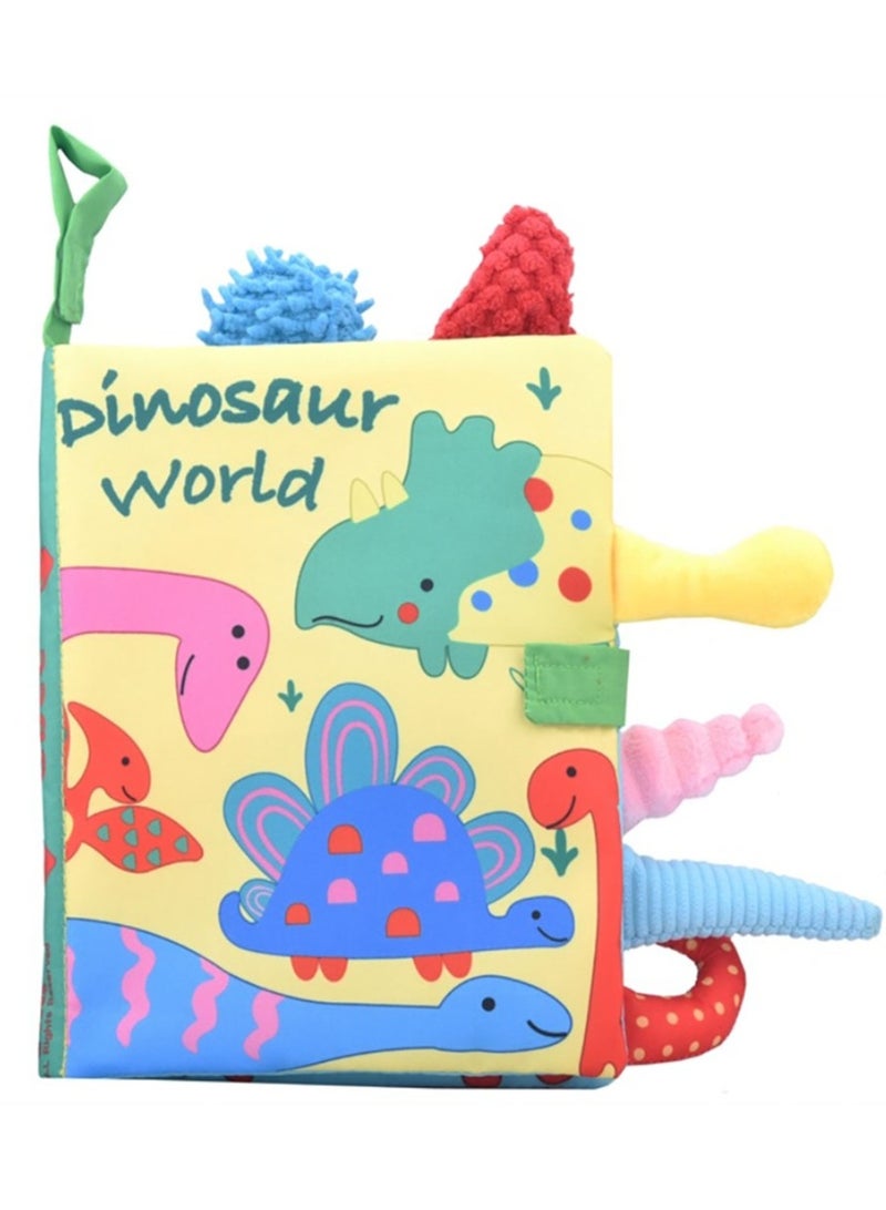 Jingke Baby Animal Tail Cloth Book Educational Toy Book Tear-resistant Baby Cloth Book Enlightenment Early Education Toy Book,Dinosaur Tail - Image 1