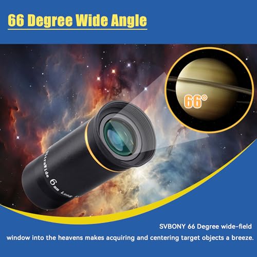 SVBONY Telescope Eyepiece Fully Multi Coated 1.25 inches Telescope Lens 66 Degree Ultra Wide Angle HD Telescope Accessory (6mm 9mm 15mm 20mm) - Image 3