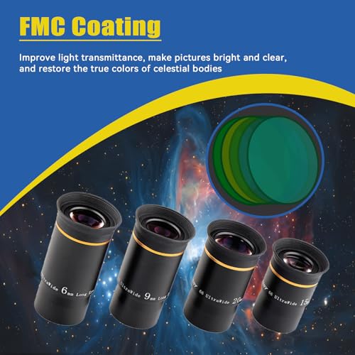 SVBONY Telescope Eyepiece Fully Multi Coated 1.25 inches Telescope Lens 66 Degree Ultra Wide Angle HD Telescope Accessory (6mm 9mm 15mm 20mm) - Image 2