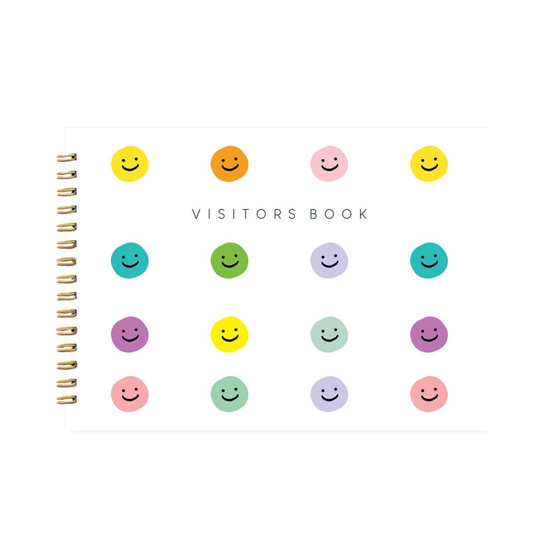 CHAARPAI Visitor Book – 8 x 12 Inches | Smiley Pattern Wire Bound Guest Register for Hotels, Offices, Exhibitions, Boutiques & Business Use | Medium Size Visitor Log Book for Reception & Front Desk - Image 1